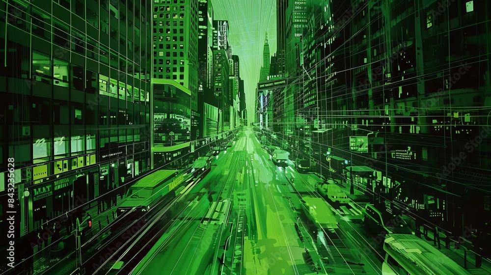 Futuristic city with neon lights for technology and innovation themed designs Futuristic city with neon lights for technology and innovation themed designs