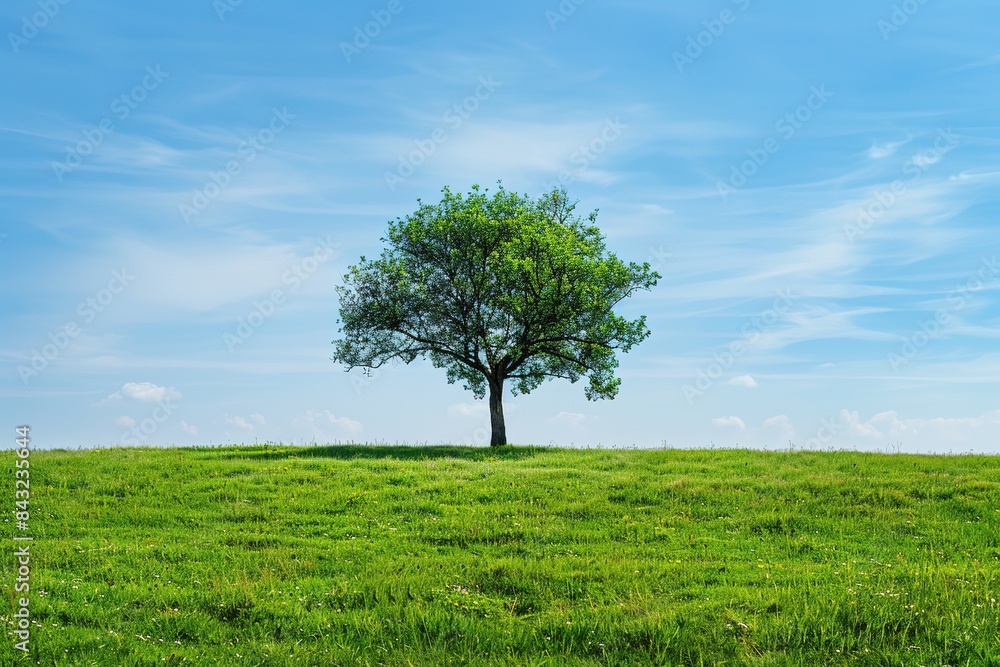 a tree in the middle of open wide field a tree in the middle of open wide field