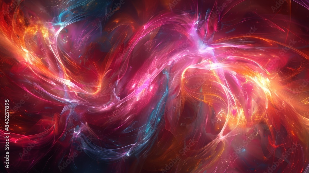 Fototapeta premium Vibrant energy arcs and loops creating an intricate abstract design. 