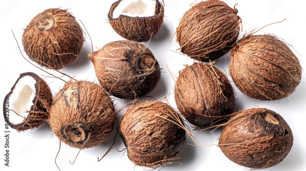 Coconuts separated on a white background Coconuts separated on a white background