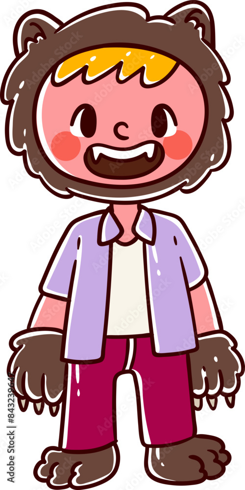 Kids character wearing werewolf costumes Kids character wearing werewolf costumes