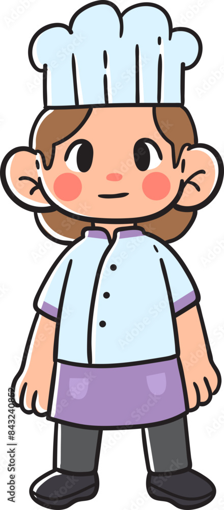 Kid girl, chef character.