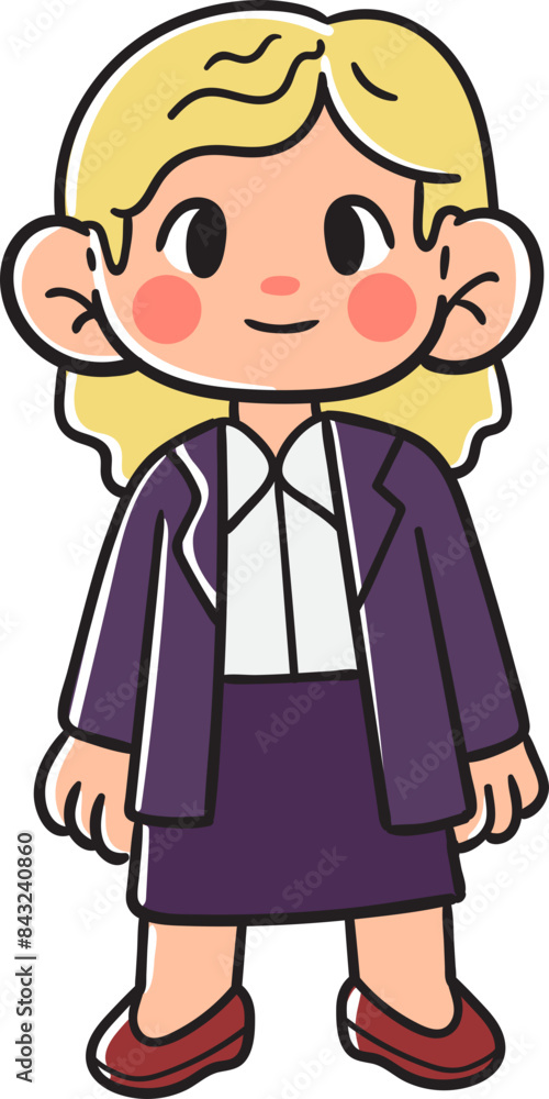 Kid girl, lawyer character.