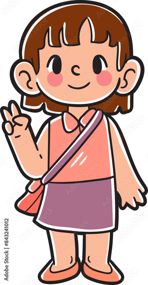 Hand-drawn kid girl character