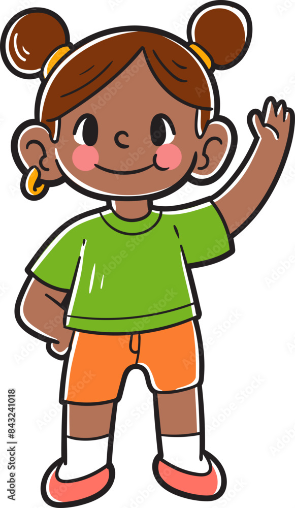 Hand-drawn kid girl character Hand-drawn kid girl character