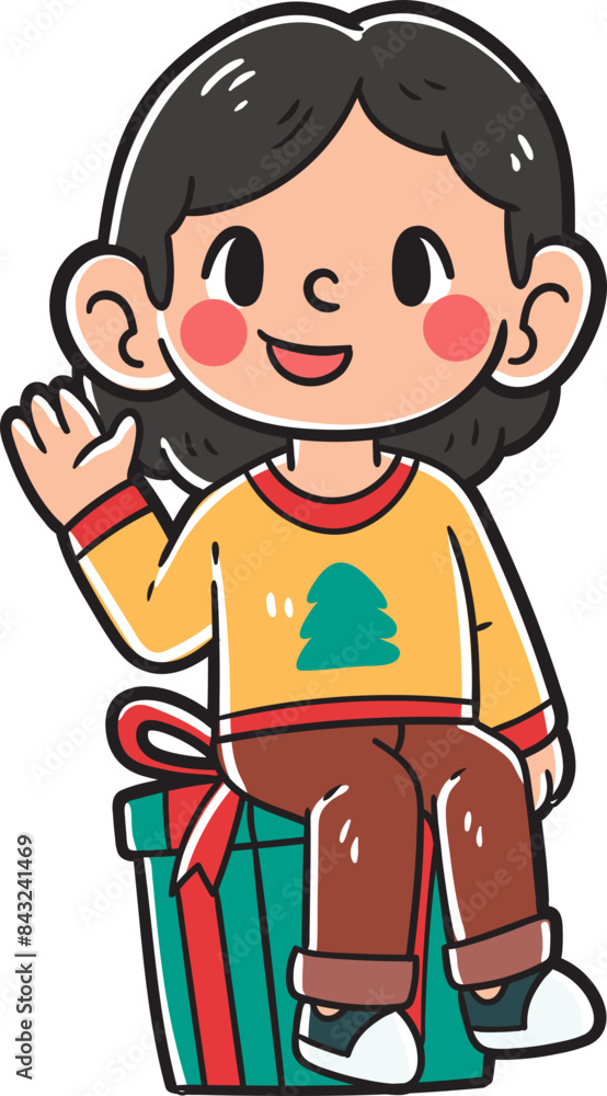 Kids character celebrating christmas party