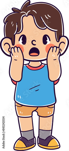 Kid character with startled expression