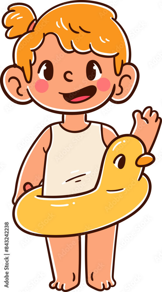 Kids character celebrating a summer party Kids character celebrating a summer party