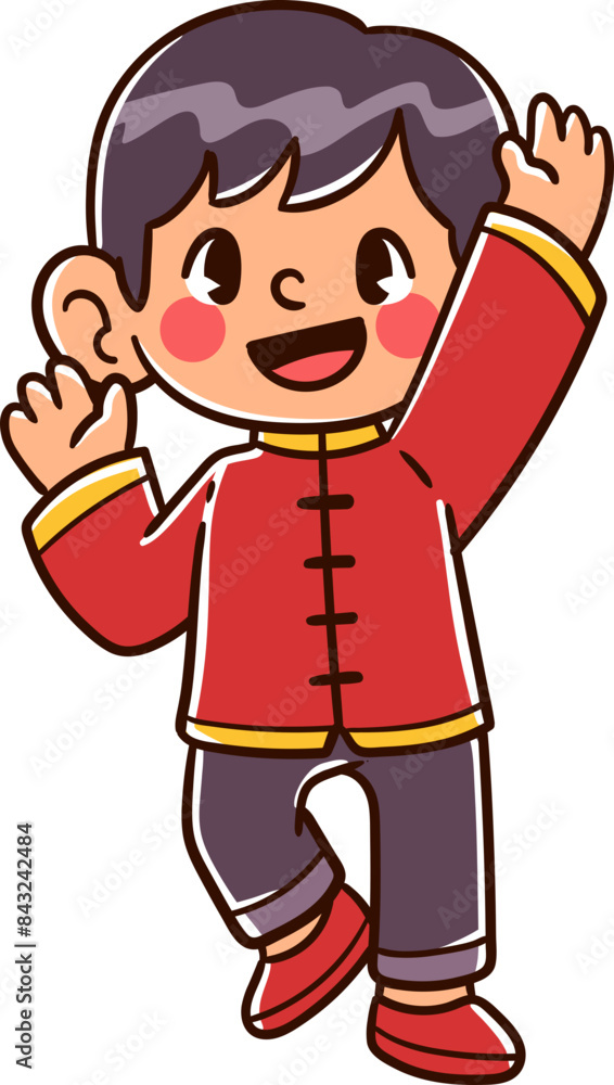 Kids character wearing a lunar year costume party Kids character wearing a lunar year costume party