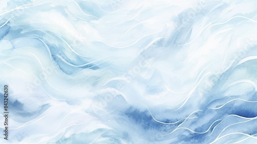 Winter ocean waves watercolor navy blue sky, white snow abstract background © kwledge