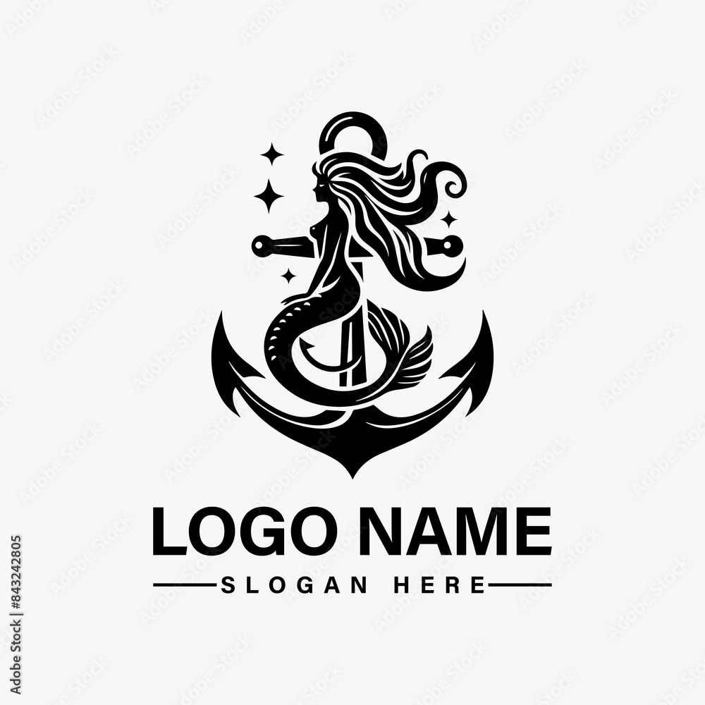 Mermaid Anchor Vector logo Mermaid Anchor Vector logo