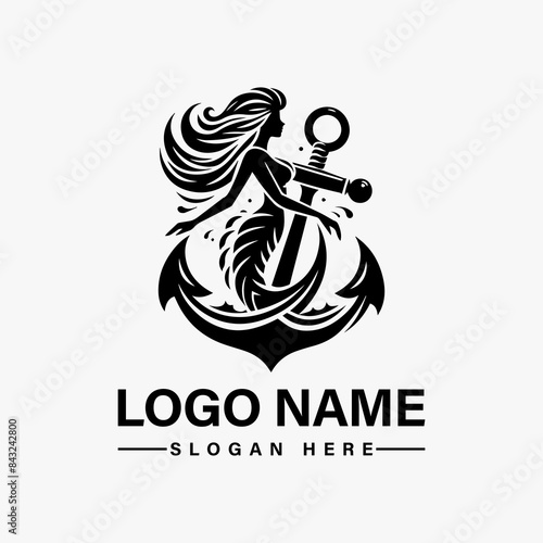 Mermaid Anchor Vector logo