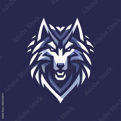 Wolf head of geometric shapes and sharp lines