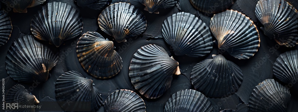 Scattered background of many black shells. Scattered background of many black shells.