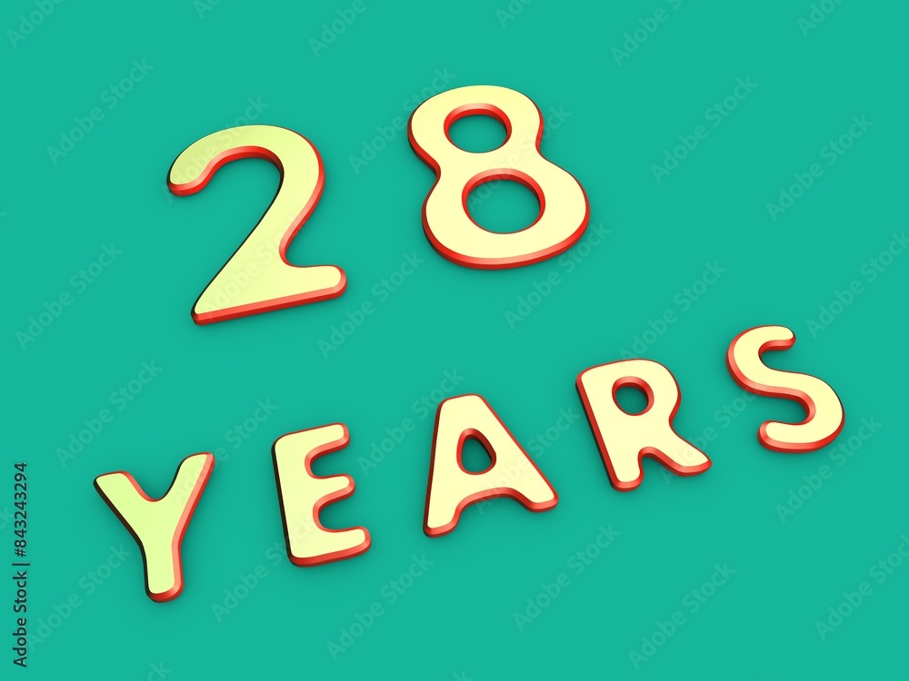 Volumetric twenty-eight of years on a single-color background. Birthday or significant date. To create a greeting card or other. Rendering illustration. Volumetric twenty-eight of years on a single-color background. Birthday or significant date. To create a greeting card or other. Rendering illustration.