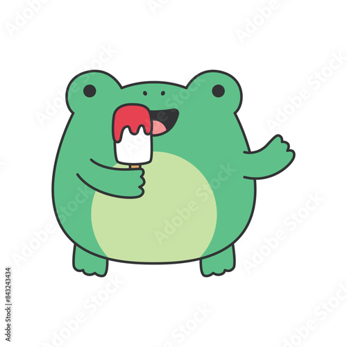 Cute frog eating popsicle illustration