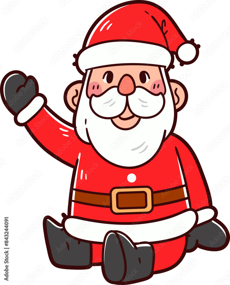 Cute hand-drawn character of Santa Claus