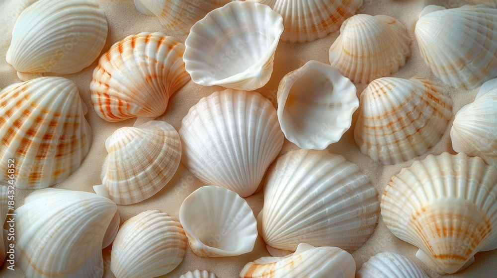 Scattered background of many white shells. Scattered background of many white shells.