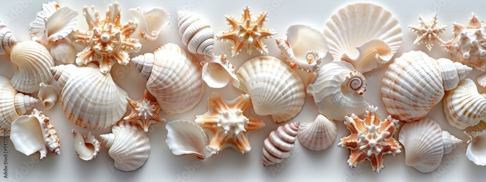Scattered background of many white shells. Scattered background of many white shells.