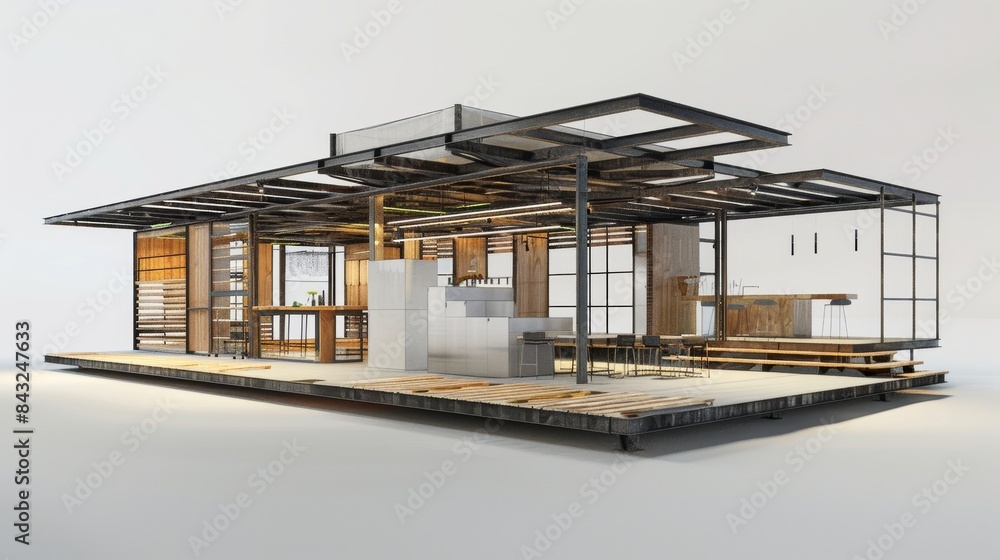 Fototapeta premium Modern industrial house design for architecture or construction projects