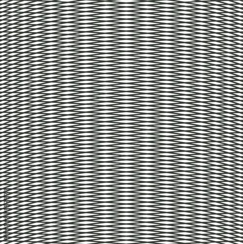 The symmetrical lattice with narrow and slanting slits imitates the fabric of fishnet stockings or tights.