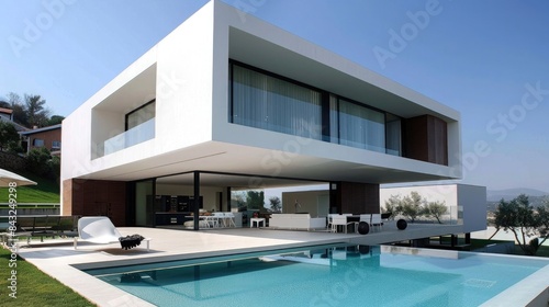 Modern house cube with pool