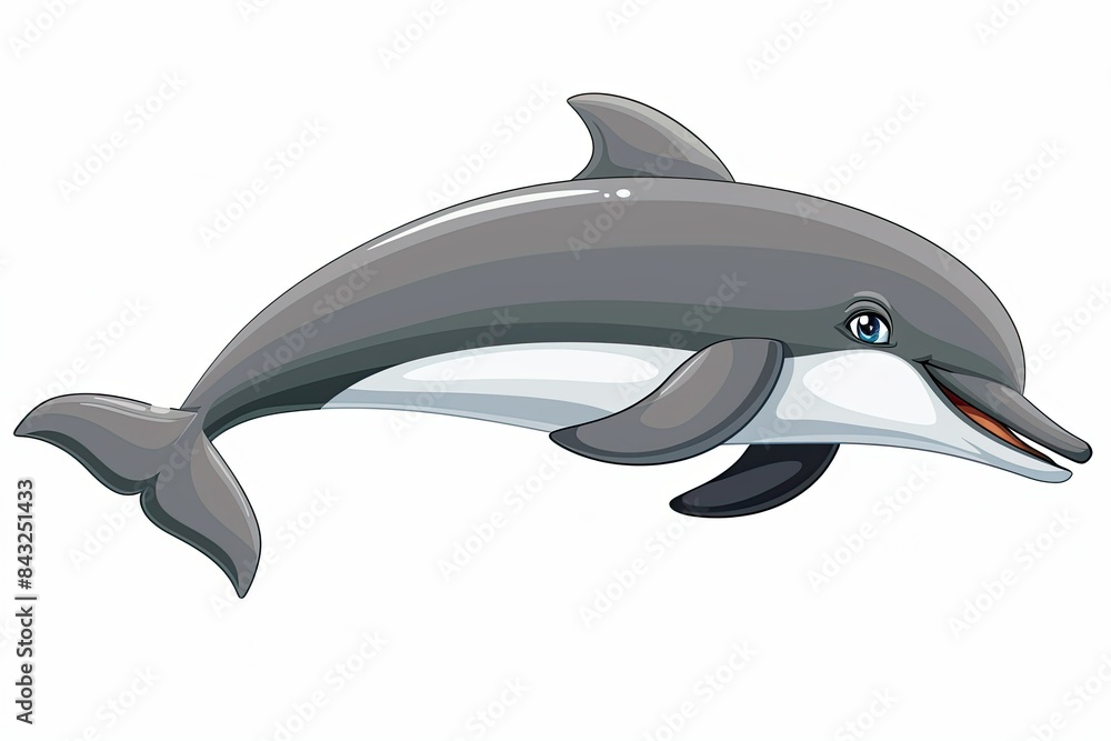 Fototapeta premium Illustration of cute dolphin cartoon smiling on white background 