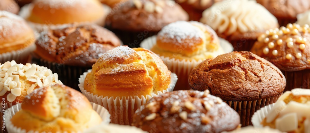 Muffins fresh out of the oven, with crispy tops and soft, moist centers, ready to be enjoyed Muffins fresh out of the oven, with crispy tops and soft, moist centers, ready to be enjoyed