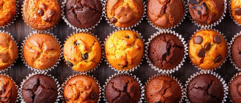 Muffins fresh out of the oven, with crispy tops and soft, moist centers, ready to be enjoyed Muffins fresh out of the oven, with crispy tops and soft, moist centers, ready to be enjoyed