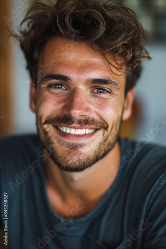 Portrait of a smiling joyful handsome man. High quality photo