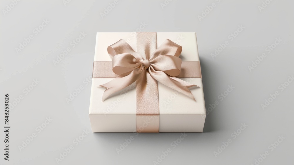 Elegant gift box with beige ribbon on neutral background, perfect for celebrations, birthdays, weddings, and special occasions. Elegant gift box with beige ribbon on neutral background, perfect for celebrations, birthdays, weddings, and special occasions.