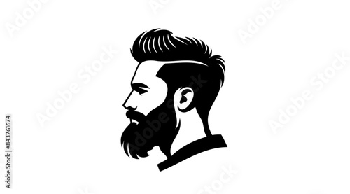Elegant Man with Stylish Hair and Beard - Barbershop Logo