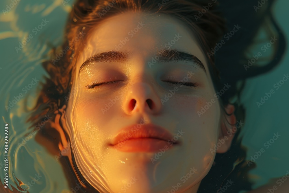 Peaceful woman with eyes closed enjoying nature Peaceful woman with eyes closed enjoying nature