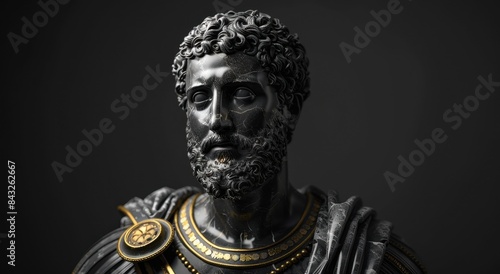 ancient roman emperor statue in black and gold © Balaraw