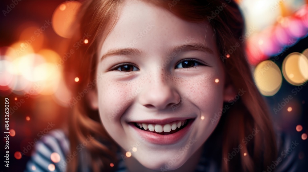 smiling child with sparkling lights smiling child with sparkling lights