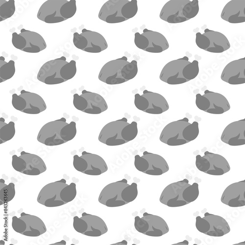 Roast Turkey Seamless Pattern in grayscale. Abstract Background texture, wrapping or wallpaper idea
