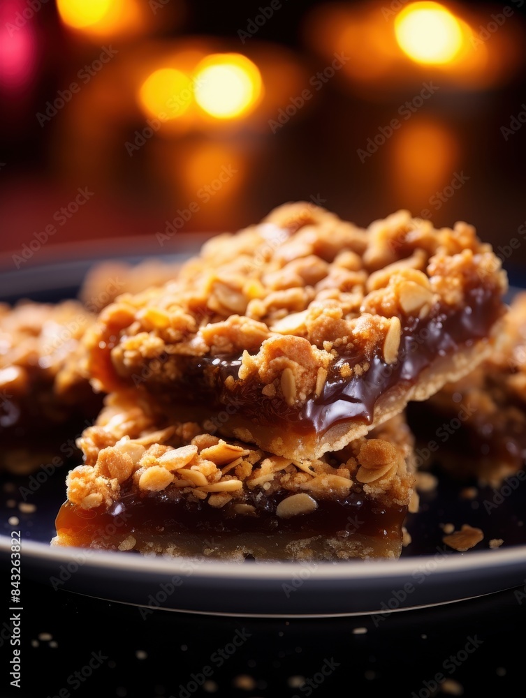 Delicious oat bars with caramel topping Delicious oat bars with caramel topping