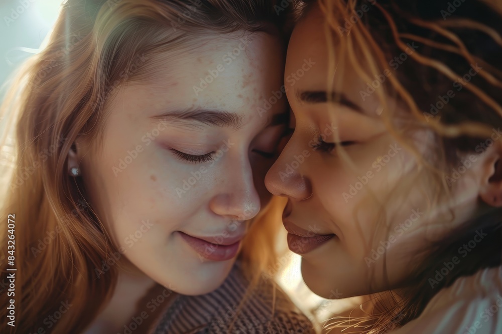 Tender moment between mother and daughter Tender moment between mother and daughter