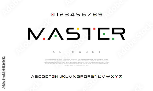 Master creative geometric modern urban alphabet font. Digital abstract futuristic, fashion, sport, minimal technology typography. Simple numeric vector illustration