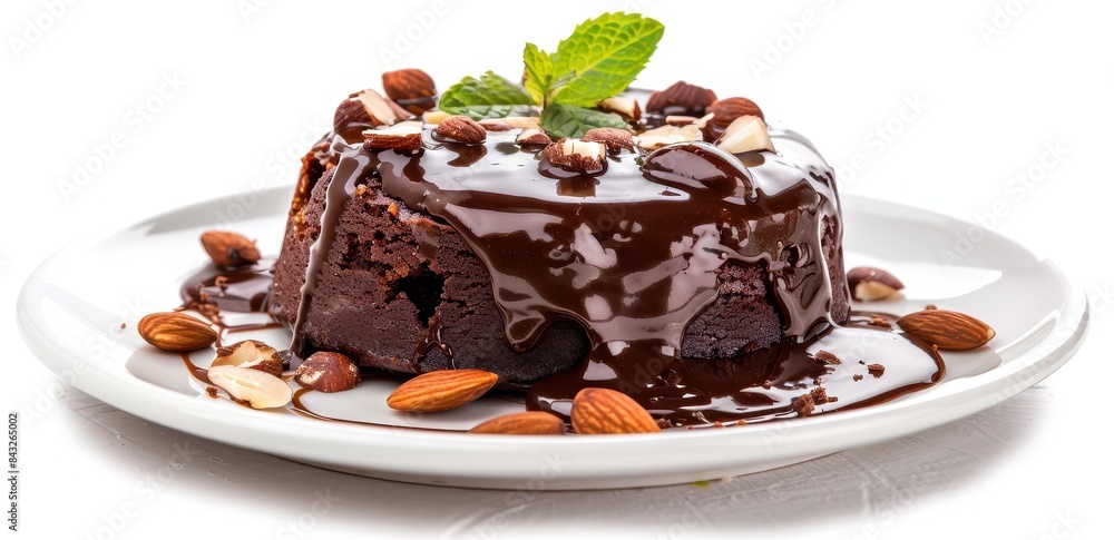 Decadent chocolate cake with glossy ganache and nuts Decadent chocolate cake with glossy ganache and nuts