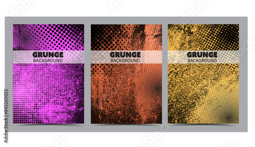 Grunge texture abstract background design set vector art with grain and dot