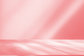 Wall interior background, studio and backdrops show products.with shadow from window color pink background for text insertion and presentation interior decoration	