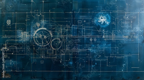 Vintage Blueprint Background For Industrial And Technology Designs