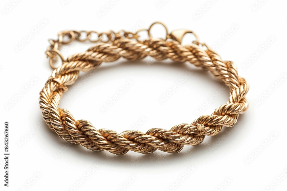 Rope chain bracelet, isolated on white Rope chain bracelet, isolated on white