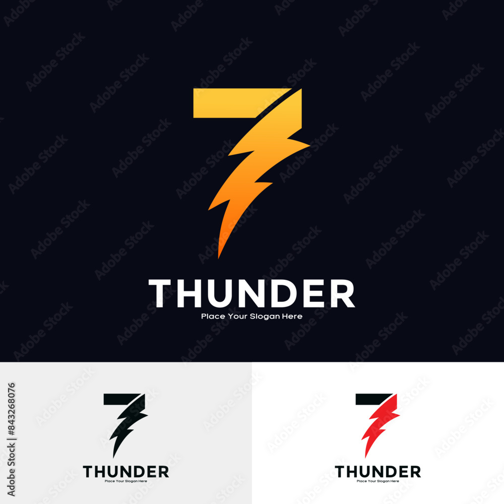 Number 7 Thunder Logo vector template. Suitable for business, initial Lightning Bolt, corporate, technology, and poster illustration symbol Number 7 Thunder Logo vector template. Suitable for business, initial Lightning Bolt, corporate, technology, and poster illustration symbol