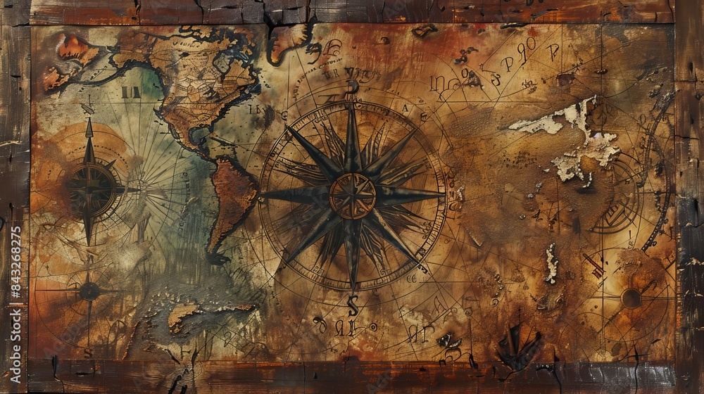 Fototapeta premium Vintage Fantasy World Map For Adventure, Travel, And Game Design