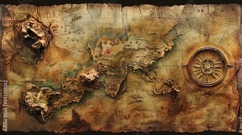 Vintage Fantasy World Map For Adventure, Travel, And Game Design