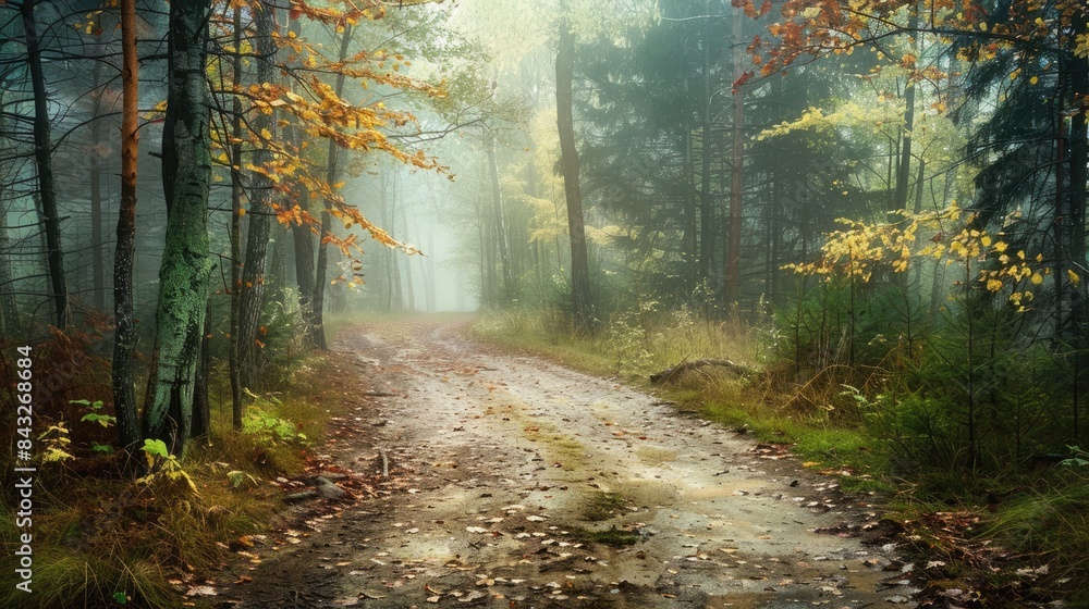 Fototapeta premium Moisture covering the forest path