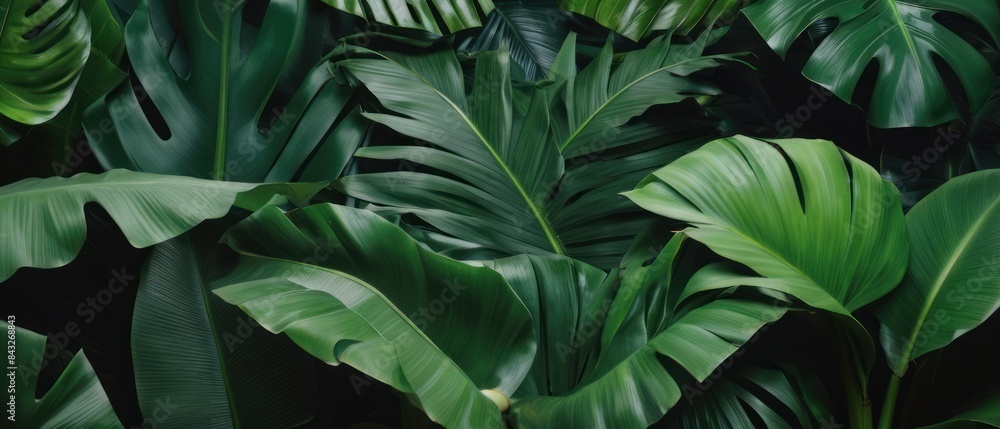 Obraz premium tropical forest leaf background. tropical leaves backdrop