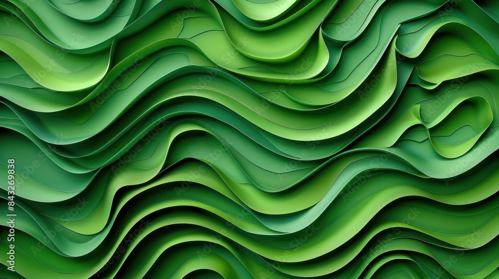 Dark green paper waves abstract banner design. Elegant wavy background Dark green paper waves abstract banner design. Elegant wavy background